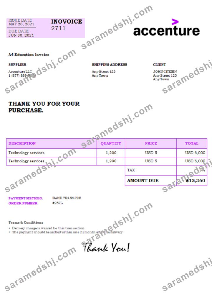 USA Accenture invoice